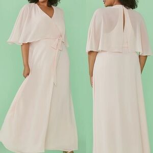 ModCloth Wrapped in Rapture Maxi Dress baby pink cape dress women’s xs new